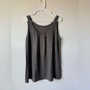 Eileen Fisher Dark Gray Tank Top with Shimmer Details